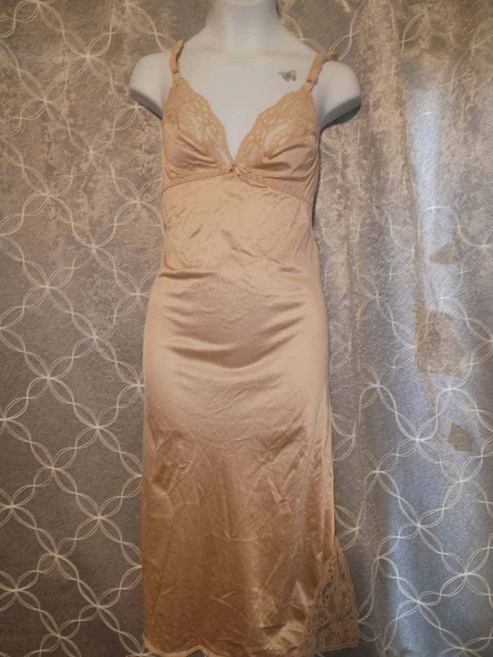 Lace-Trim Slip in Light Beige Dress - Picture 1 of 7